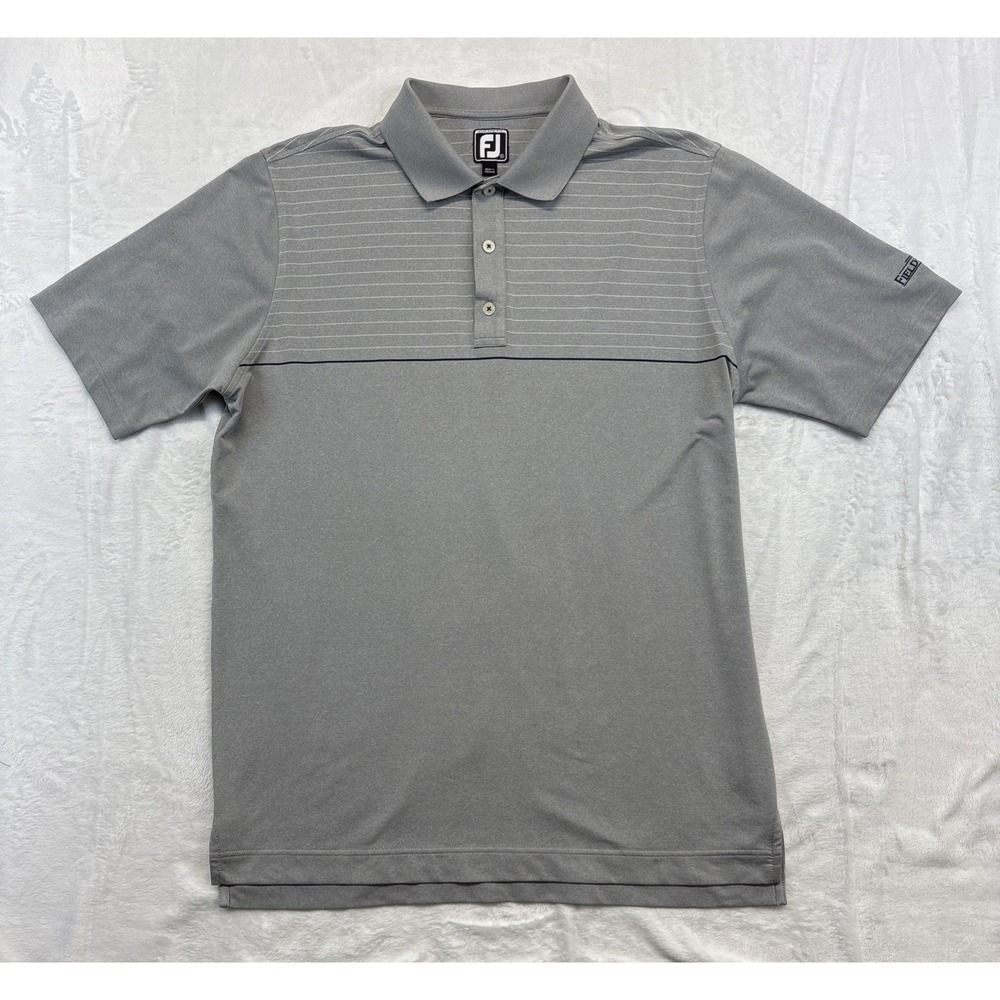 FootJoy Polo Men's XL Gray/White Striped Fieldstone Golf Athletic Fit